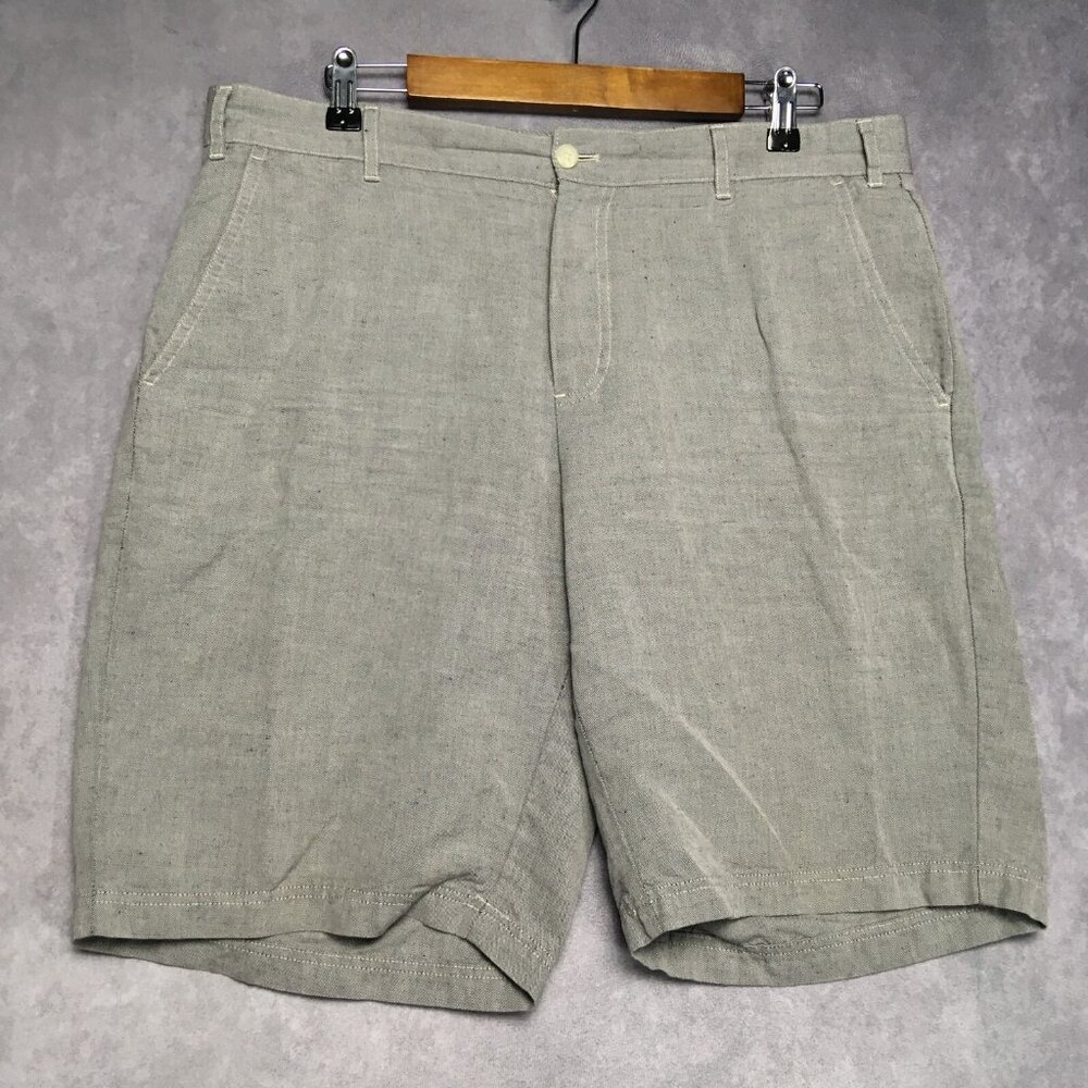 J Hilburn Mens‎ Shorts size 36 Oxford Tailored Fit Linen Blend Heathered Gray